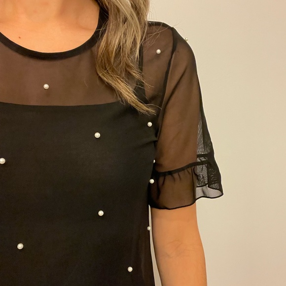 H&M black sheer dress with pearls - Picture 2 of 3